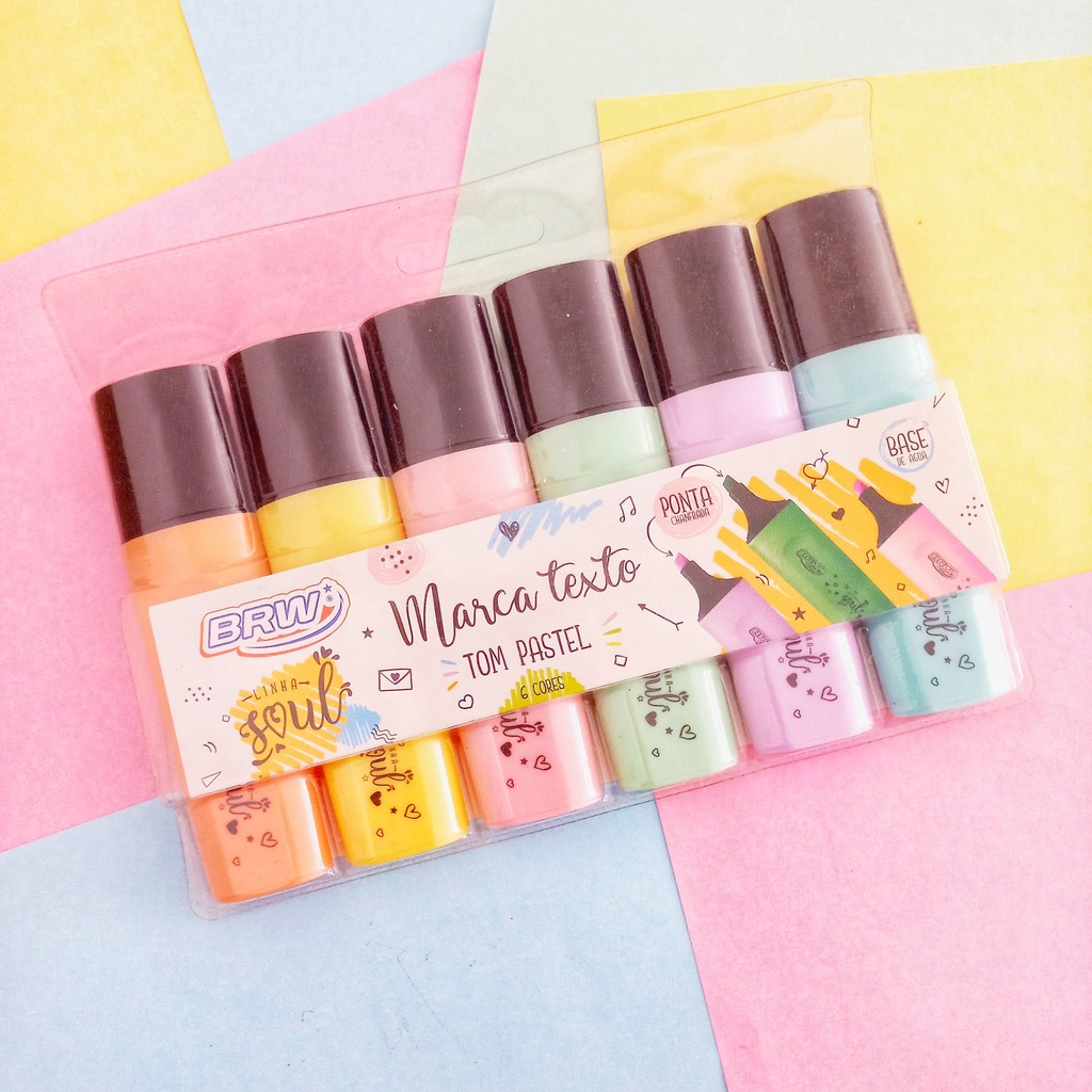 Kit Marca Texto Pastel Linha Soul Kit com 6 Cores BRW | Shopee Brasil