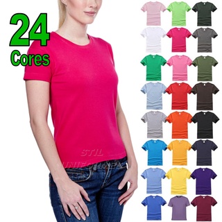 Camiseta BABY LOOK Feminina em Malha Fria (PV). Camisa Blusa Lisa Básica