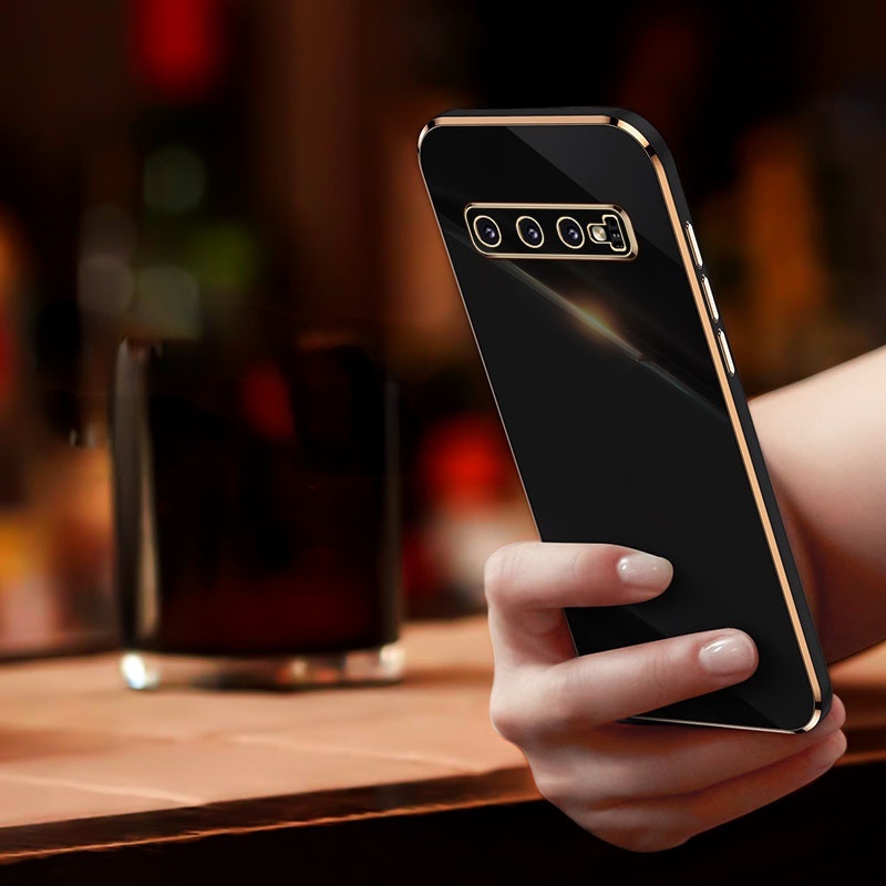 Capa De Celular Flexível De TPU Anti-Impacto Com Revestimento Quadrado De Luxo Para Samsung Galaxy S10/S10 Plus