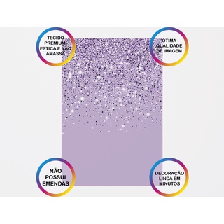 Painel De Festa 3d Vertical - Efeito Glitter Lilás Caindo - 1,50 x 2,20