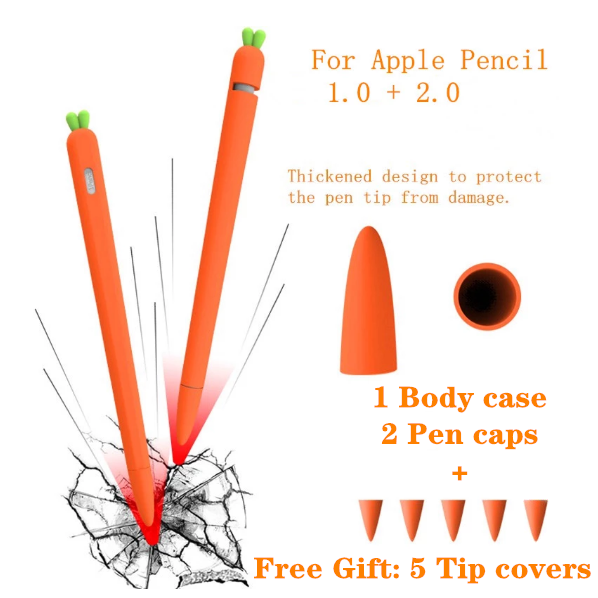 Soft carrot Silicone For Apple Pencil 1 2 Case Compatible For iPad Tablet Touch Pen Stylus Protective Sleeve Cover