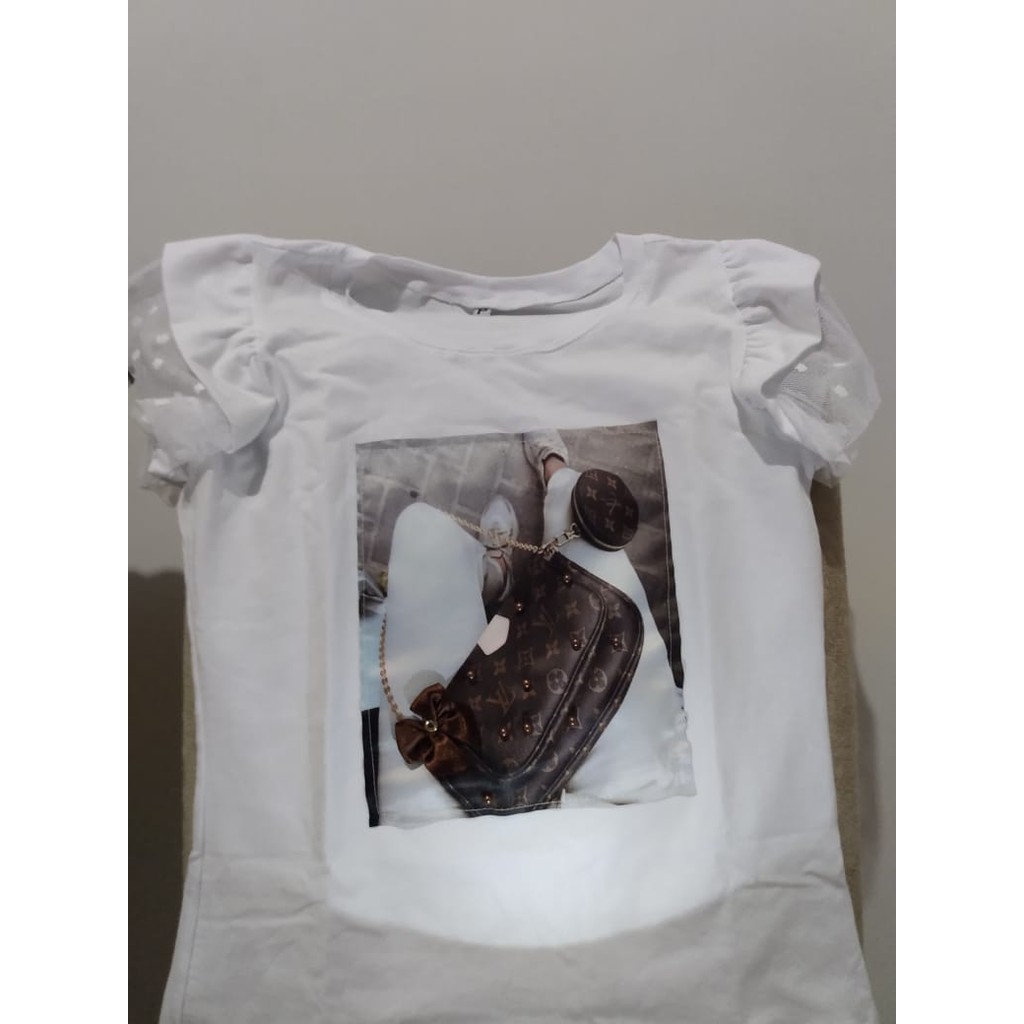 T-shirts de Luxo com pedrarias - tshirt disponvel estampa bolsa com pedraria cor branca