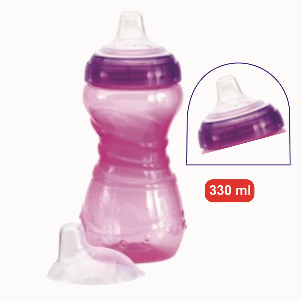 Copo Caneca Infantil de Treinamento Transição Antivazamento Bico Silicone Rosa 330ml