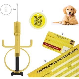 Microchip Animal Cachorros Cães Identificador 2x12mm + Medalha Qr Code