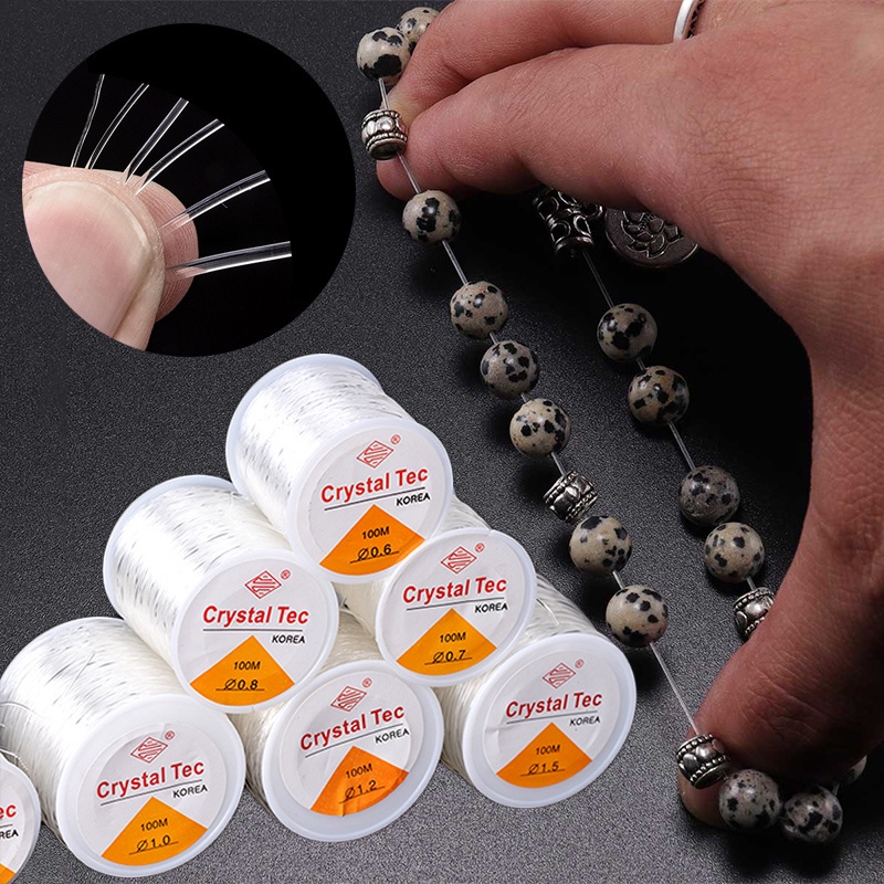 1 Rolo De Fio De Cristal Elástico Contas De Linha De Corda Para Pulseiras Diy Colar Jóias Trecho Acessórios Claro 0.5-1mm