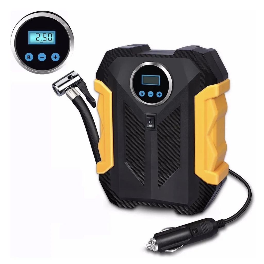 Calibrador De Pneus Portátil 12 Volts Digital Compressor Ar 150pis 80W 16500R/Min