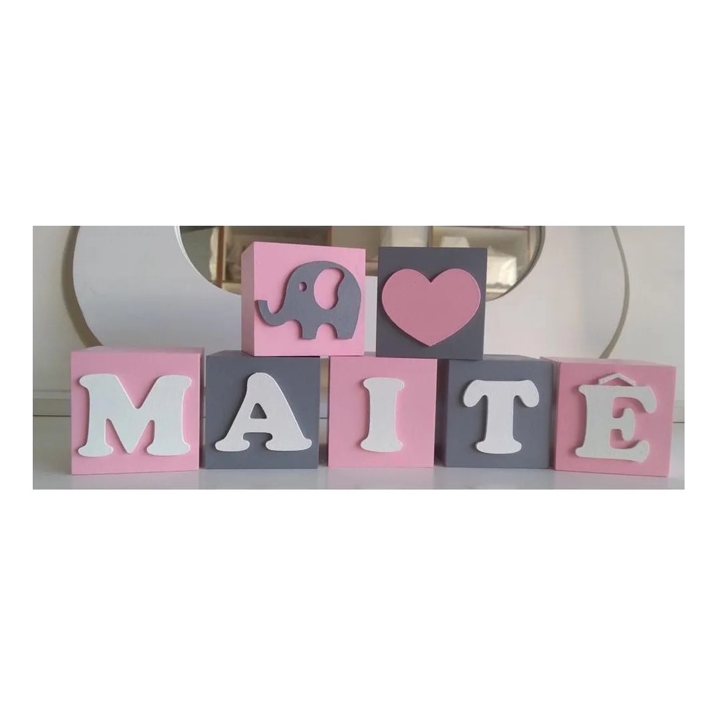 KITS de 4 a 9  Cubos Decorativo Mdf Com letras 7x7 Cm Decoração Quarto Bebê, presente, artesanato e lembrancinhas.