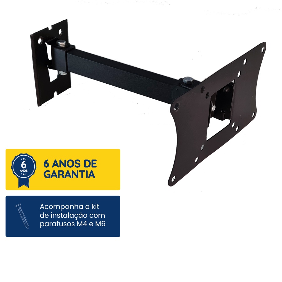 Suporte TV Tri Articulado de 10 a 43 polegadas LCD LED Plasma