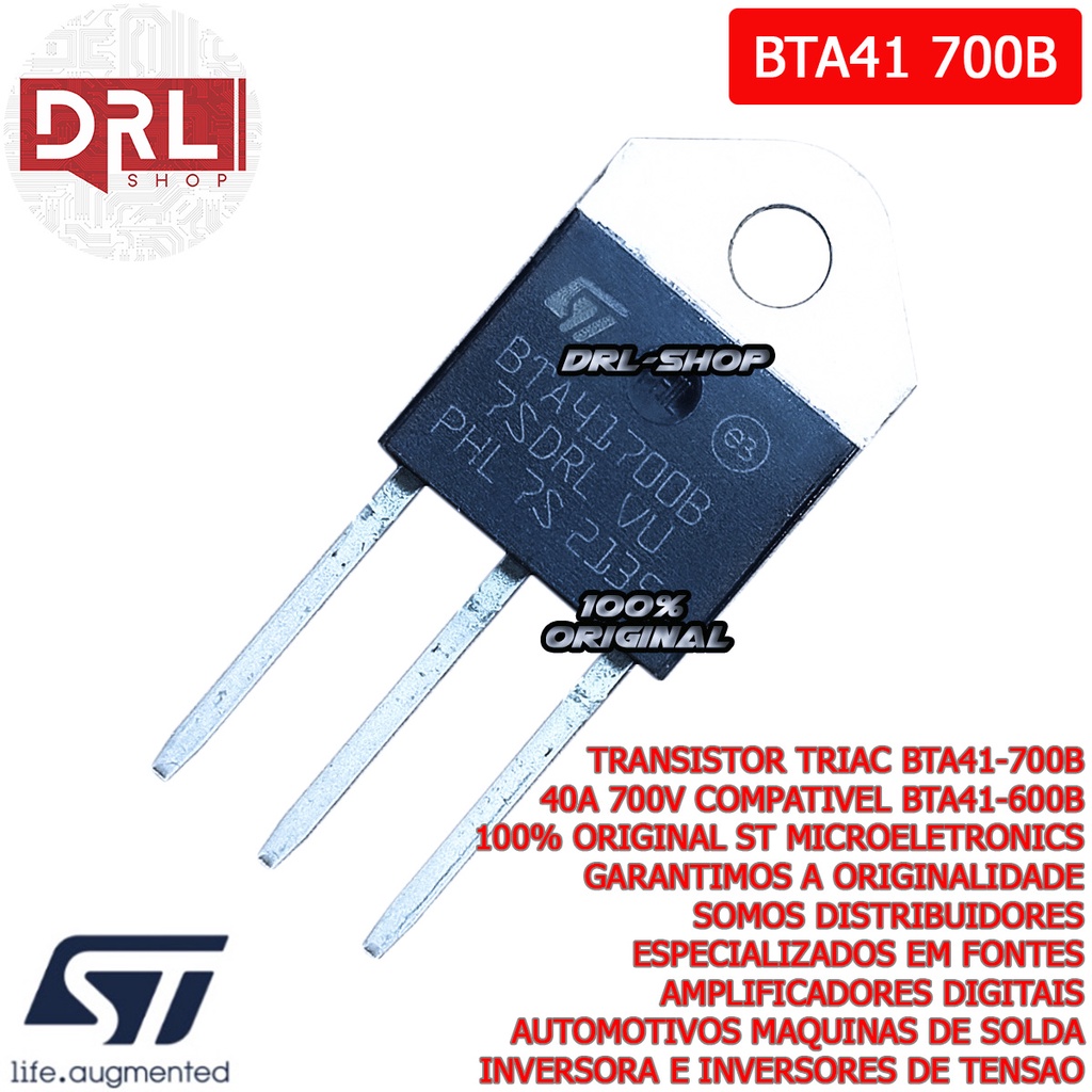 kit 8 BTA41-700b Thyristor Triac 40A 700V 100% Original | Shopee Brasil