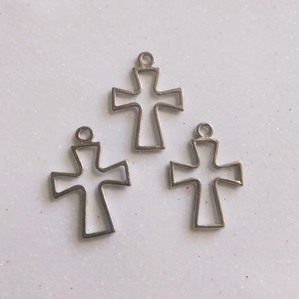 10 Crucifixo para Terço Cruz Vazada Níquel - Cruz para Terço - Terço Católico
