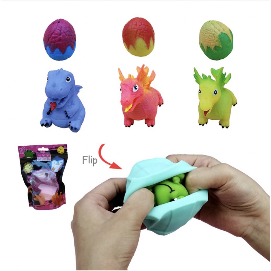 Brinquedo Fidget Dinossauro Vira Ovo Amassar Plástico Silicone Flexível Anti stress Alívio Do Estresse/Caixa De Presente Para Crianças Multicolor