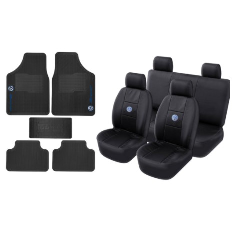 Capa de Banco Couro Volkswagen + Tapete Automotivo VW 5PÇS Otimizado - Pronta Entrega - Capa de Carro, Jogo de Tapete, Tapete de Carro, Para Carro - Volks - Fox, gol, saveiro, polo, voyage, parati, golf, g1, g2, g3, g4, g5, g
