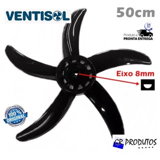 Hélice Circulador Ventisol Meia Lua 50cm 50 5 Pás Preta Original EIXO 8mm em Oferta na Shopee