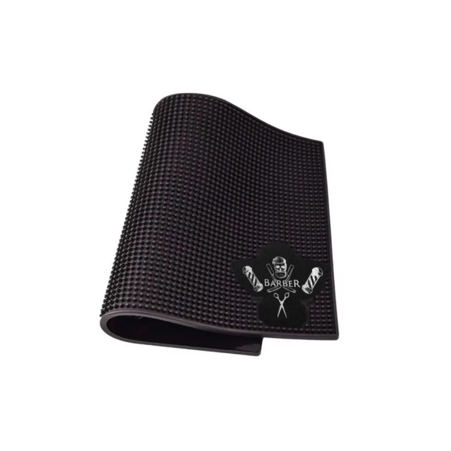 Tapete de barbeiro Antiderrapante Preto Bancada Barbearia 40x24cm