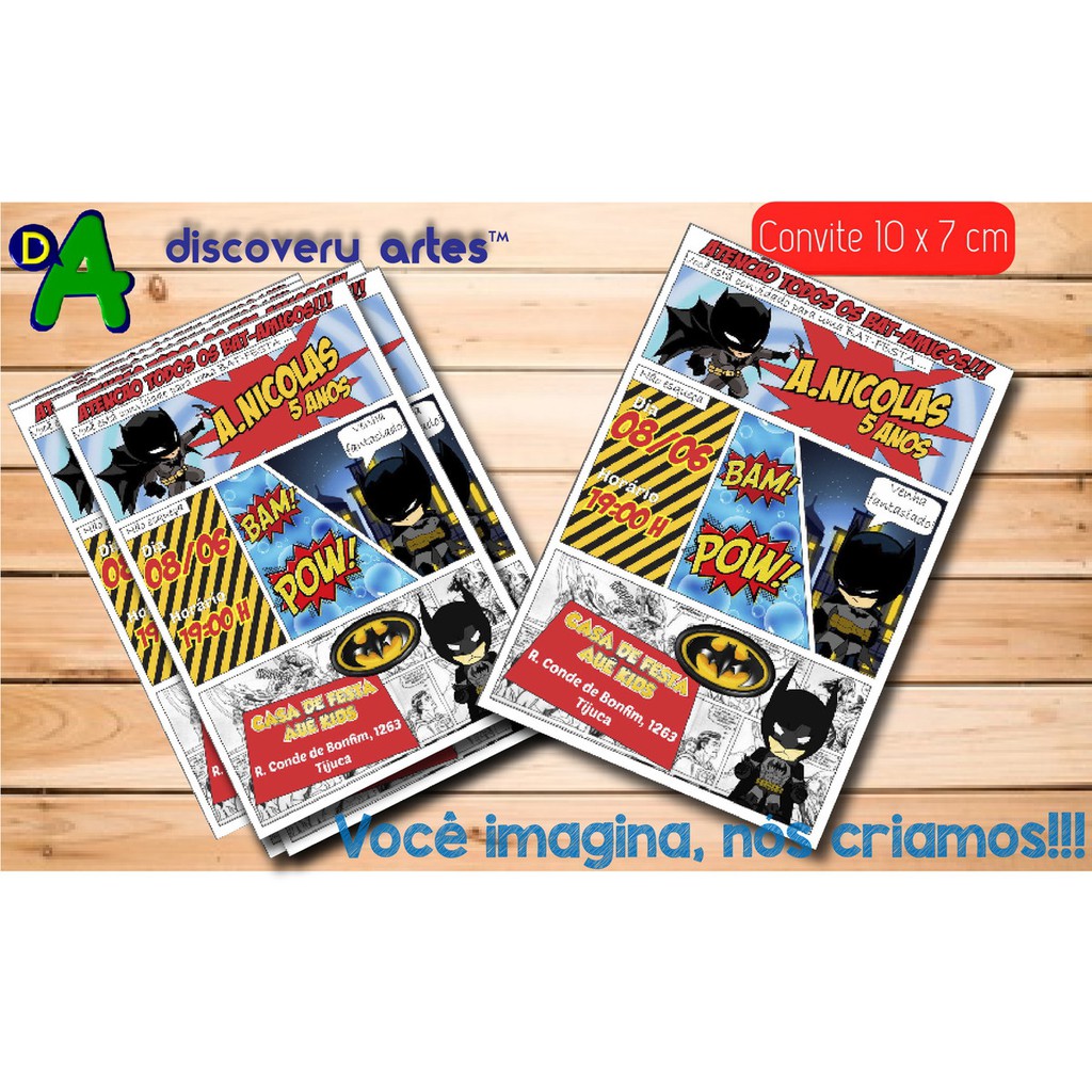 Convite de Aniversário Infantil Gibi do Batman
