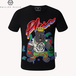 philipp plein Camiseta PP Manga Curta/Algodão Puro/Respirável/Europeu/Americano/Da Moda/Casual