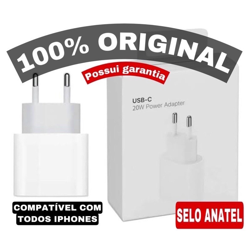 Fonte Carregador Usb-c Para iPhone 11 De 20w Turbo Anatel