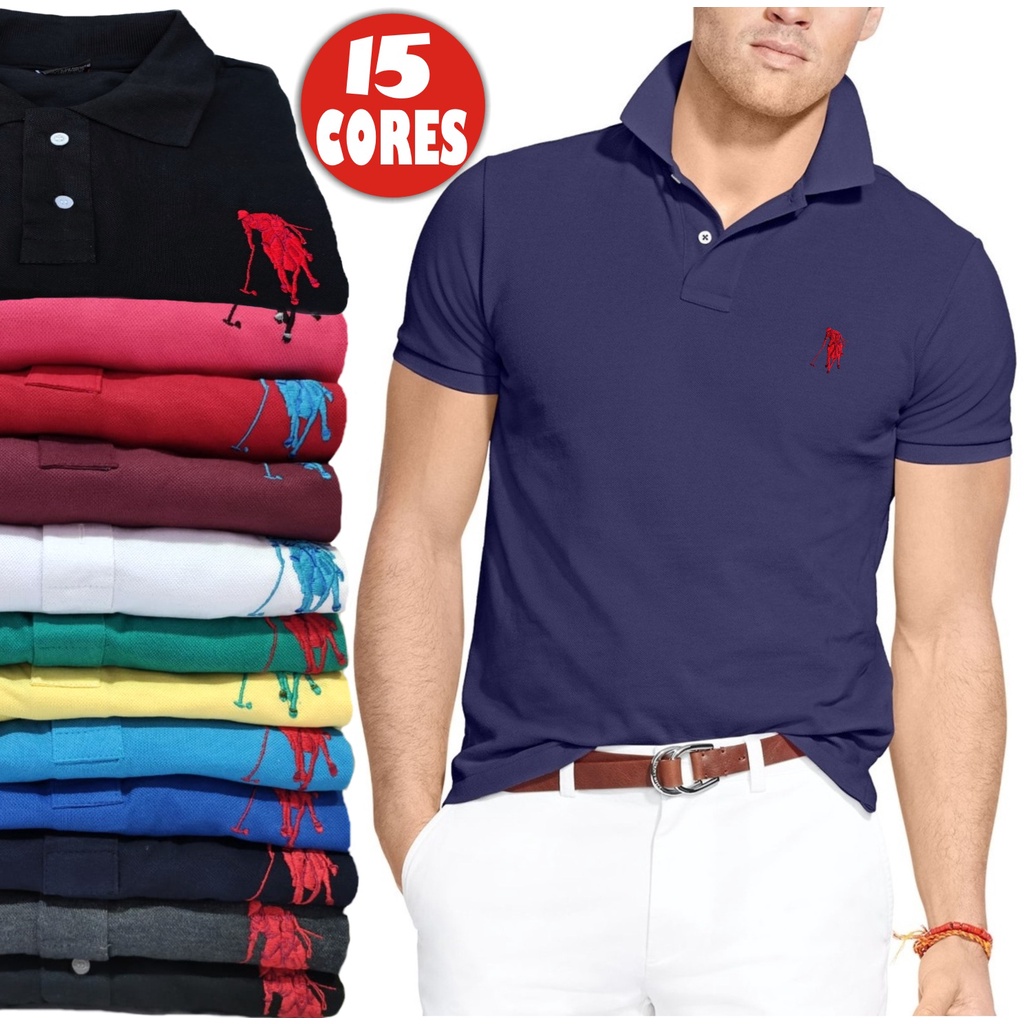 Camisa Gola Polo Masculina Grandes Marcas 12 Cores REVENDA | Shopee Brasil