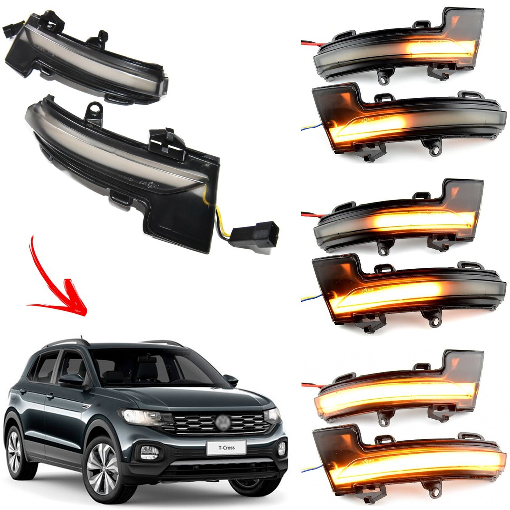 Par De Seta Sequencial Retrovisor Dinâmico Volkswagen T-cross Nivus Virtus Polo