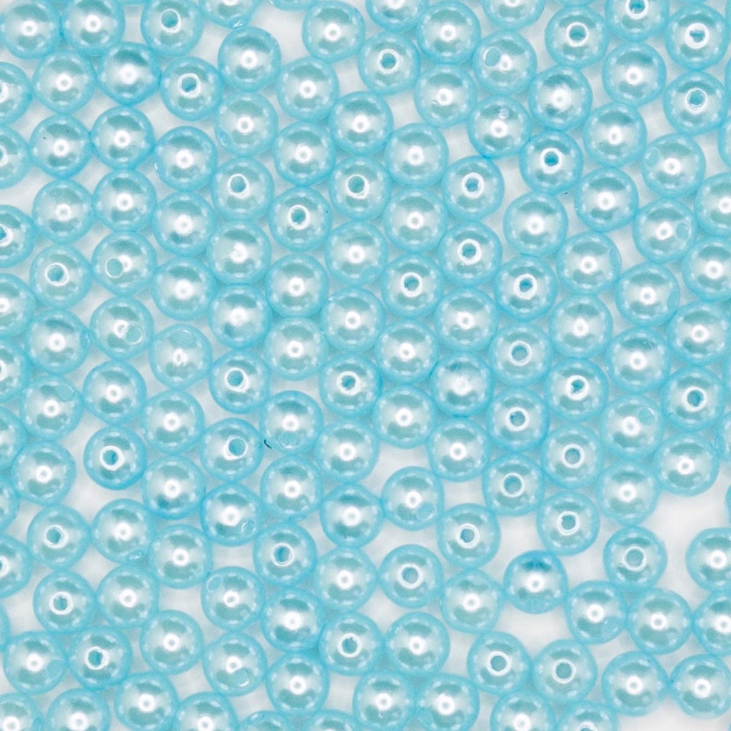 Miçanga Passante Pérola Abs Azul Bebê 8mm 100pçs 40g