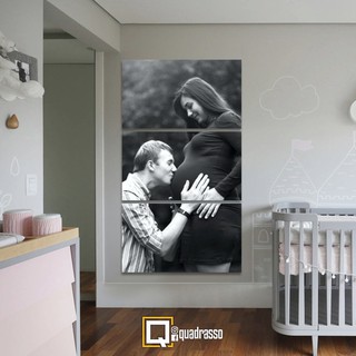 Quadro Decorativo - PERSONALIZADO COM SUA FOTO - mosaico em 3 peças na vertical