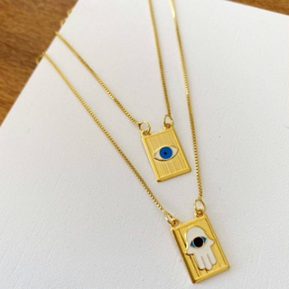 Escapulario Feminino olho grego Mão de Fatima islamismo Hamsá folheado a ouro 18k em Oferta na Shopee