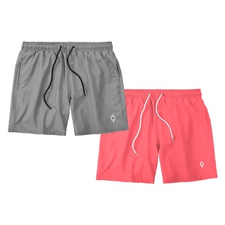 Kit 2 Shorts Resina Bermuda Praia Tactel Liso Masculino Mauricinho