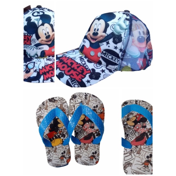 MICKEY E MINI Chinelos infantil ,Macio bonito e barato .Ou KIT chinelo mais boné. Muito estilo para seu filho