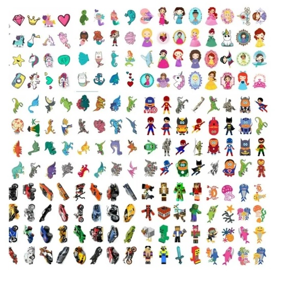 Kit festa 256 tatuagens infantis temporárias em Oferta na Shopee