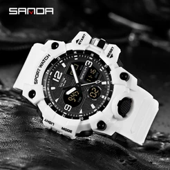 SANDA Relógio Masculino à Prova D'água Moda Esportiva Luminosa Moda Criativa LED Luxo Externo Analógico Militar Relógio Multifuncional Masculino
