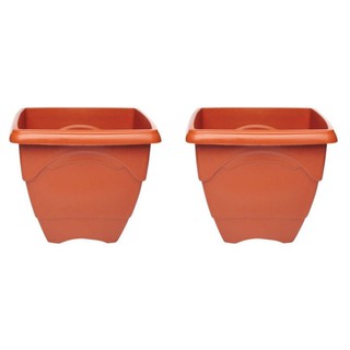 Kit 2 Und Vaso Quadrado Terracota M de 5L Horta Planta Casa Jardim Mudas Marrom