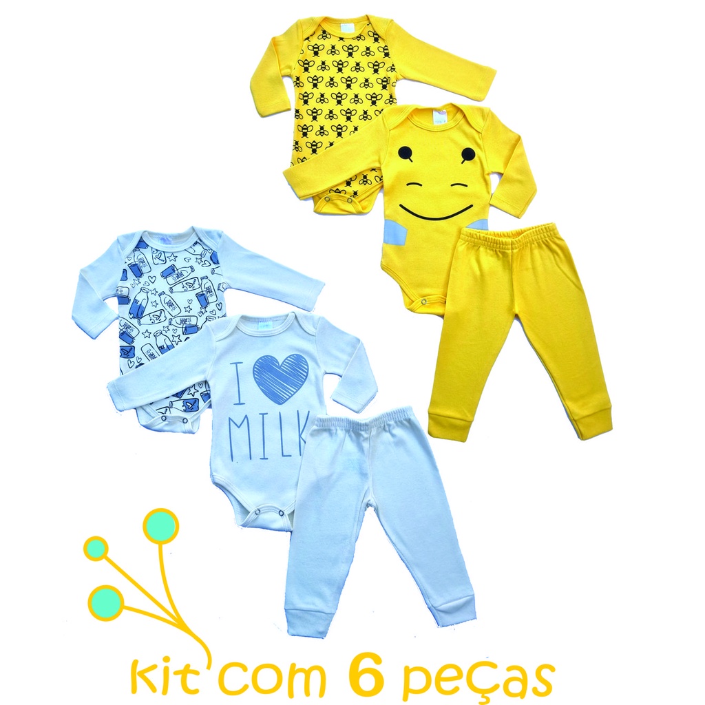 Body Bebe Kit 6 Peças Menina Ou Menino INVERNO Enxoval Recém Nascido - 2500