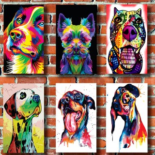 Placas Quadros Decorativos 19x28cm Animais Cachorros Coloridos - Ofertmix