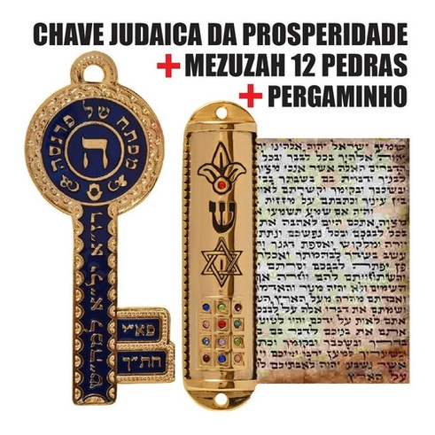 Chave Judaica Prosperidade + Mezuzá 12 Tribos + Pergaminho em Oferta na Shopee