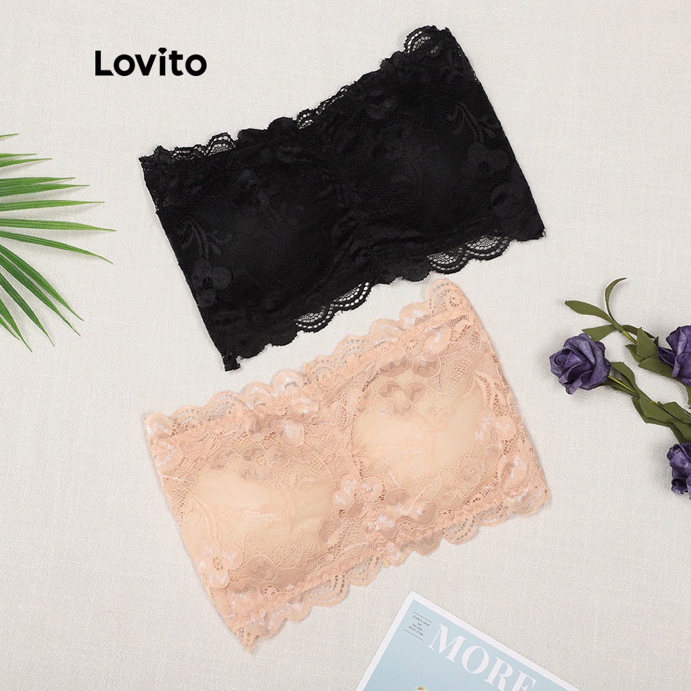 Foto de Sutiã Sexy em Renda Sem Alças L00312 (Damasco / Preto)