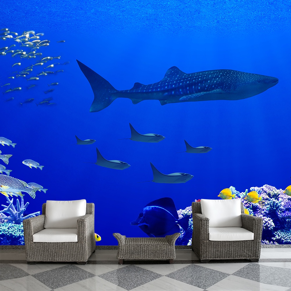 Papel de Parede Fundo do Mar Natureza Peixes Sala Painel - 128pc