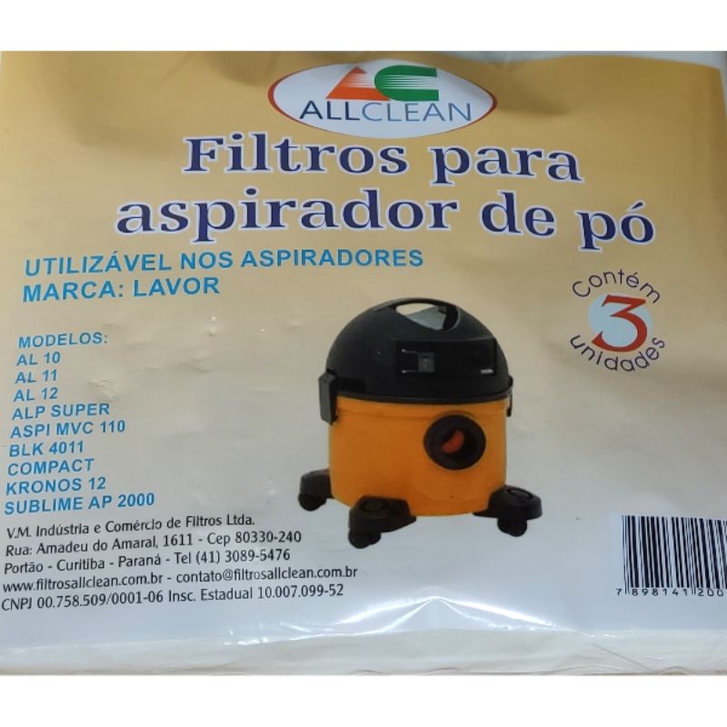 Filtro para aspirador de pó Lavor A10 /AL11/ AL12 / ALP Super /ASPI mVC 110