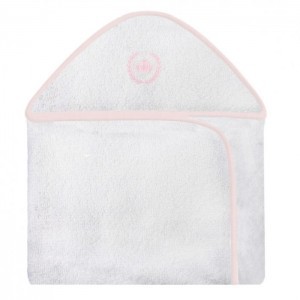Toalha Infantil Com Capuz Bordada Realeza Coroa Poá Rosa Forrada Tecido Toalha Fralda 100% Algodão
