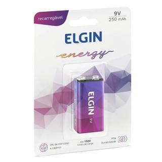 1 Unid Bateria Recarregável (9v)250 Mah Elgin (blister C/ 1)