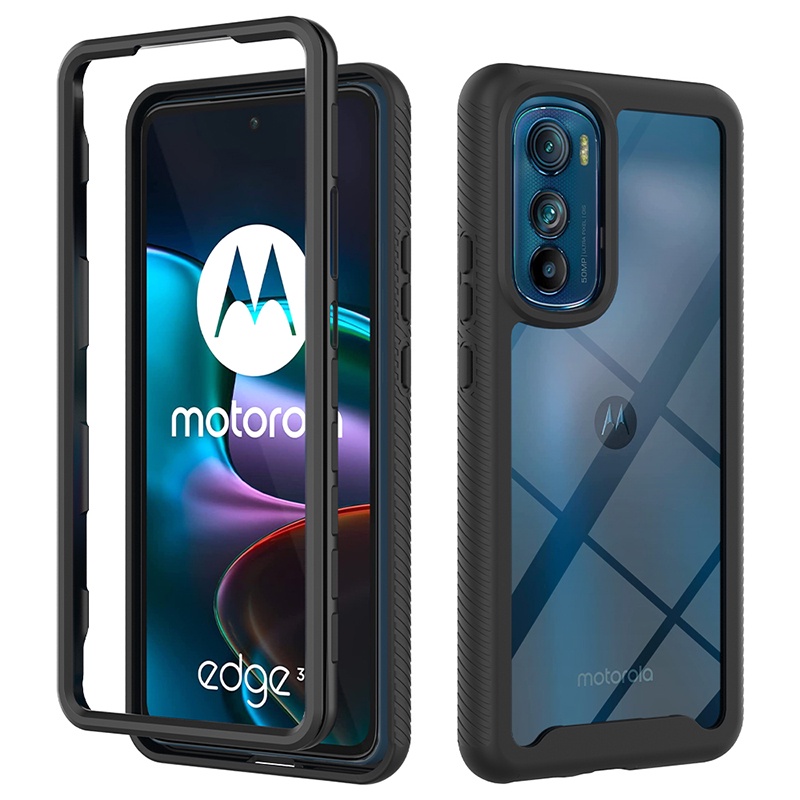 Para Motorola Edge 30 Corpo Inteiro Transparente Bumper Híbrido Armadura Capa À Prova De Choque