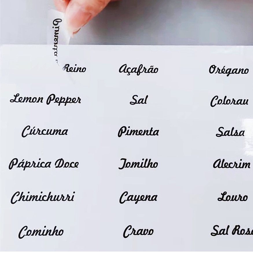 39 Etiquetas Adesivas Transparentes Temperos 6x2cm Para Potes Organizadores Temperos Mantimentos Organizador