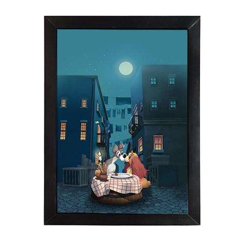 Quadro decorativo Dama e o Vagabundo Cozinha Restaurante Disney filmes Disney filmes