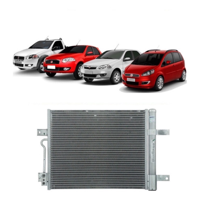 CONDENSADOR FIAT SISTEMA DENSO COM FIXAÇÃO 3 PONTOS FIAT FIORINO GRAND SIENA PALIO STRADA UNO MOBI PRODUTO NOVO NA CAIXA A PRONTA ENTREGA