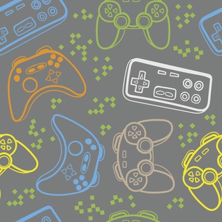 Papel De Parede Infantil Games Controles Coloridos Jogos Teen Lavável Autocolante Quarto Autoadesivo 1m x 50cm