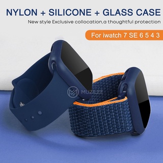 【 3PCS 】 for Pulseira De Relógio Para A Série 7 6 SE 5 4 44mm 40mm Da Mesa Caixa 3 2 1 42mm 38mm Acessórios Do Smartwatch Inteligente Nylon + Silicone + De Vidro 41mm 45mm