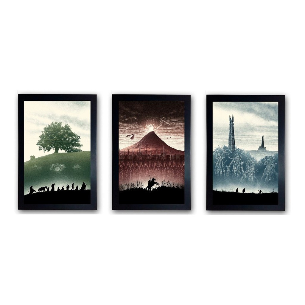 Combo 03 Quadro O Senhor Dos Anéis Moldurado C/ Vidro