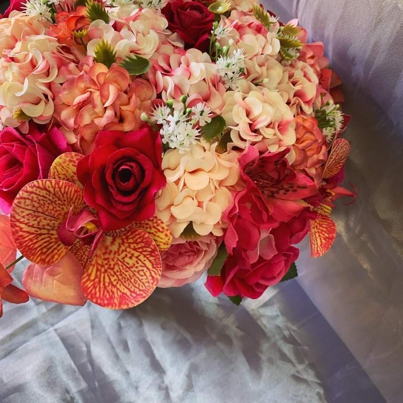 Buquê de Noiva Rosa Pink com flores artificiais | Shopee Brasil