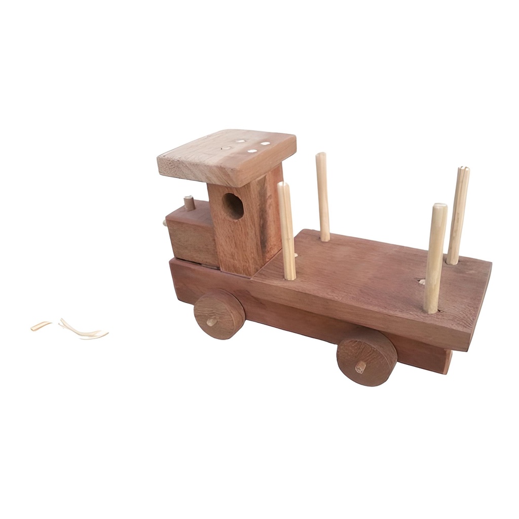 Carro de madeira de puxar com corda Caminhão de madeira de puxar com corda de poliéster carrinho de madeira Caminhãozinho de brinquedo para criança
