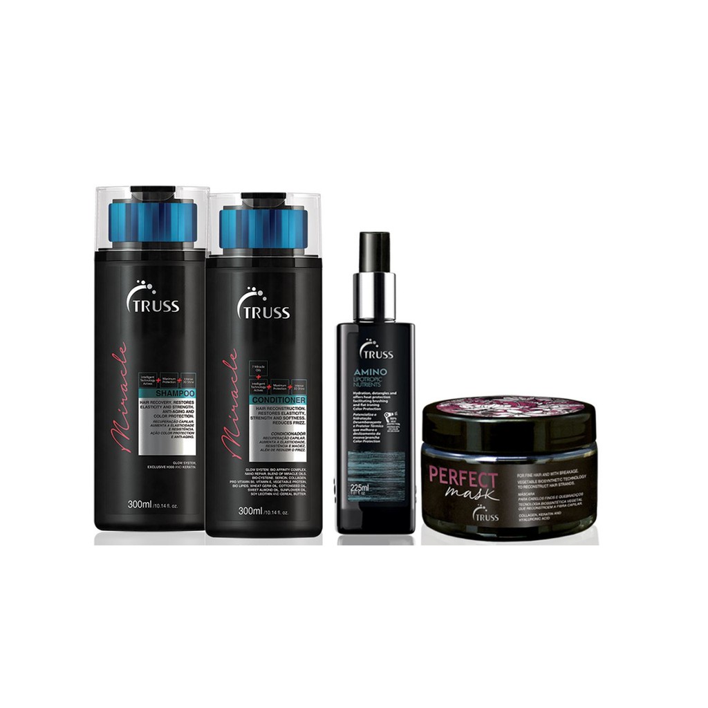 Truss Miracle Shampoo e Condicionador e Amino e Máscara Perfect