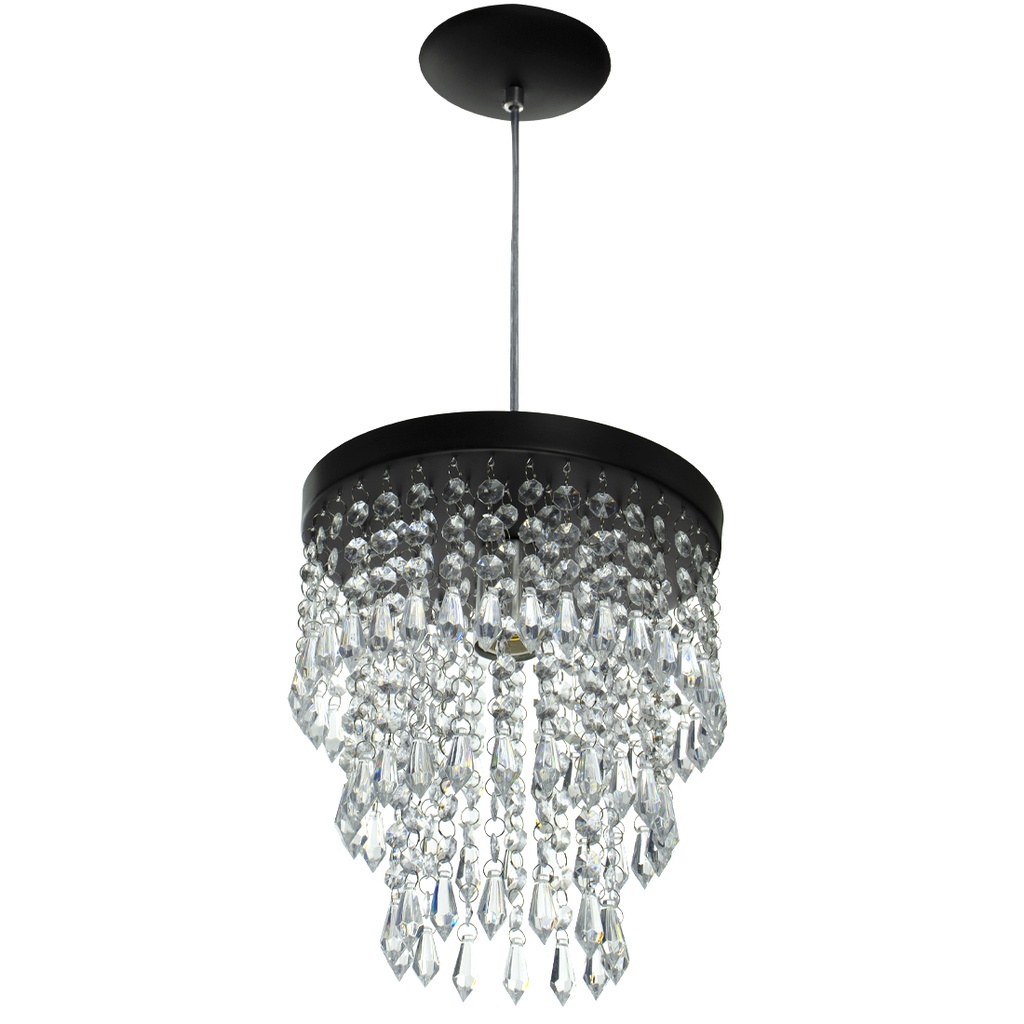 Lustre Pendente De Cristal Acrilico Manucrillic Preto em Oferta na Shopee